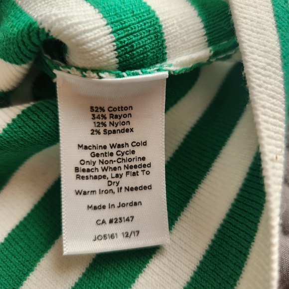 NWT Talbots green and white striped square neck short sleeved sweater MP - Picture 9 of 10